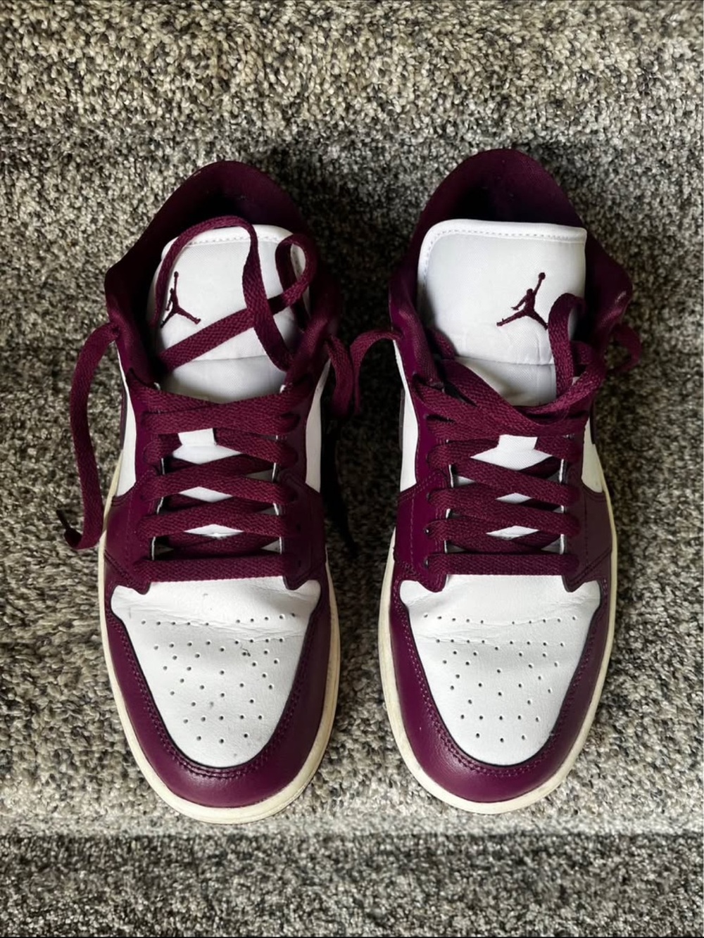 Jordan Low Top Sneakers in White and Burgundy